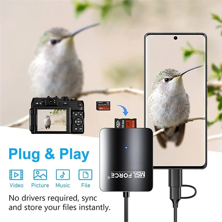 4 in 1 USB Multifunctional Card Reader, SD, Micro SD, CF Cards And Memory Sticks
