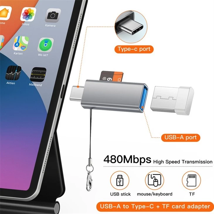 2-in-1 USB-C OTG Adapter With TF Card Reader factory